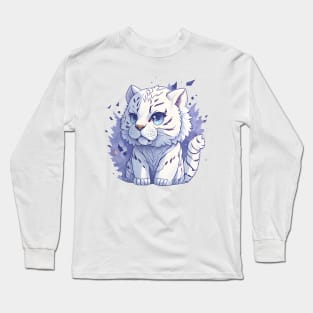 cute white tiger cat sticker Long Sleeve T-Shirt